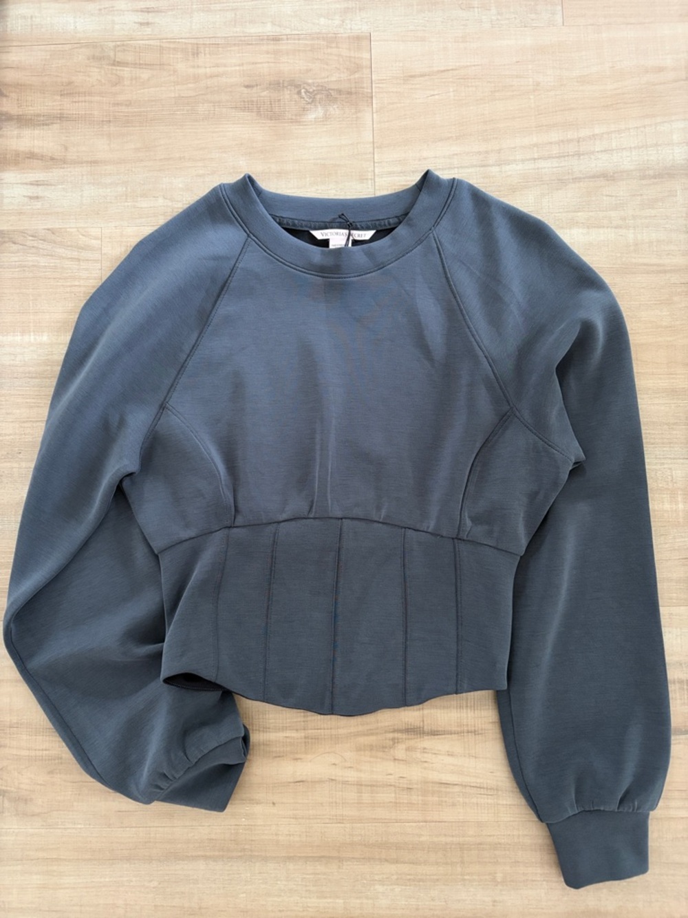 Victoria's Secret Cropped Pullover Sweatshirt in Slate Gray